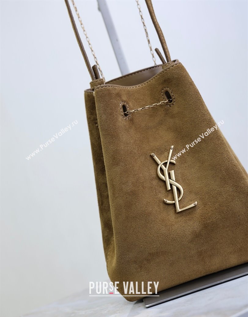 Saint Laurent Pochon Bucket Bag in Suede Brown 2025 801070 (YY-250924127)