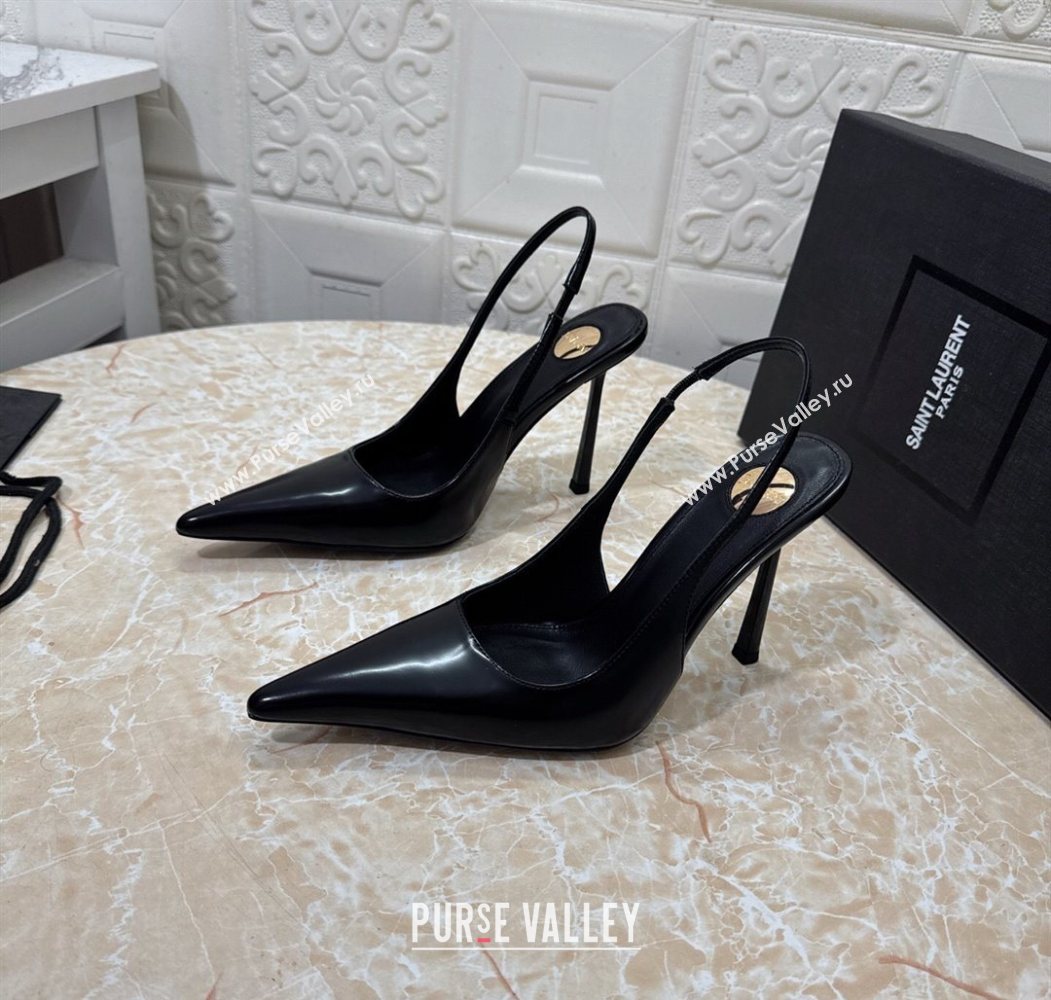 Saint Laurent Romy Slingback Pumps 10.5cm in Patent Leather Black 2025 1028 (MD-251028083)