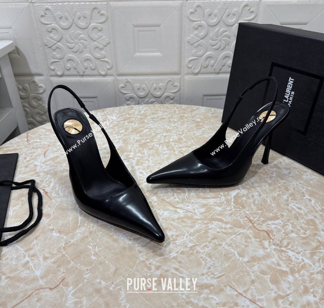 Saint Laurent Romy Slingback Pumps 10.5cm in Patent Leather Black 2025 1028 (MD-251028083)