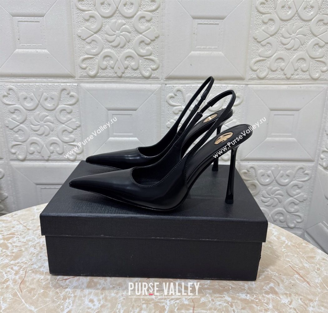 Saint Laurent Romy Slingback Pumps 10.5cm in Patent Leather Black 2025 1028 (MD-251028083)