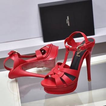 Saint Laurent Tribute Platform Sandals 14cm in Calf Leather Red 2025 (GDX-251028142)
