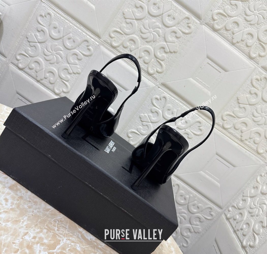 Saint Laurent Romy Slingback Pumps 10.5cm in Patent Leather Black 2025 1028 (MD-251028083)