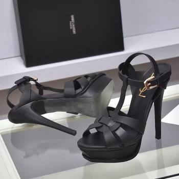 Saint Laurent Tribute Platform Sandals 14cm in Calf Leather Black 2025 (GDX-251028147)