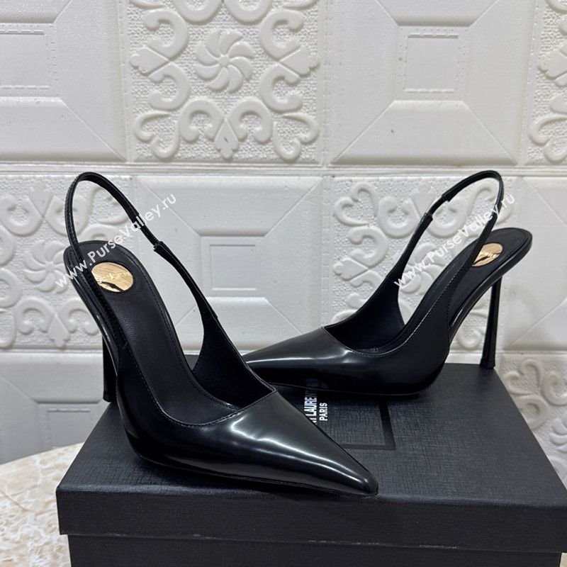 Saint Laurent Romy Slingback Pumps 10.5cm in Patent Leather Black 2025 1028 (MD-251028083)