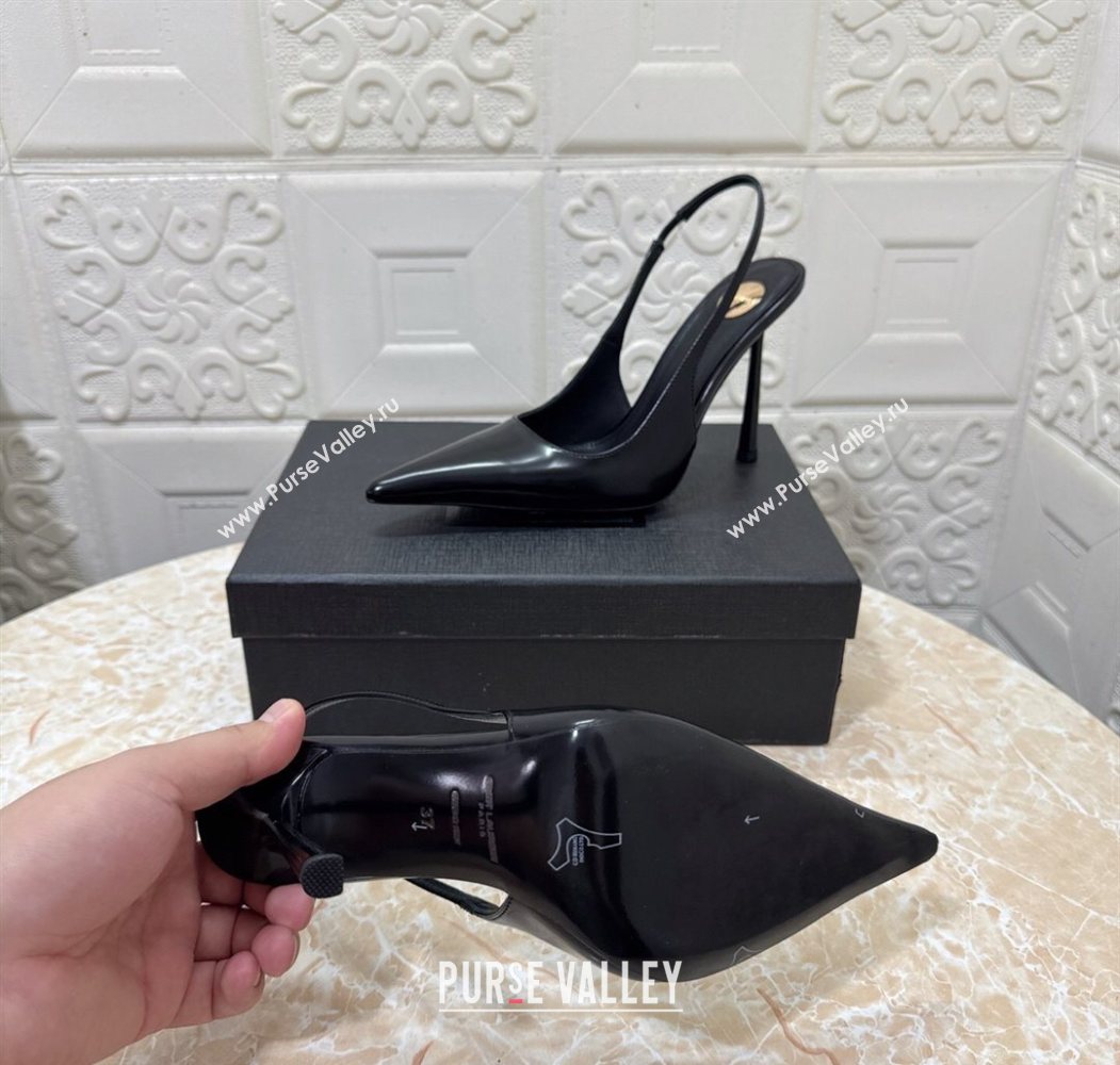 Saint Laurent Romy Slingback Pumps 10.5cm in Patent Leather Black 2025 1028 (MD-251028083)