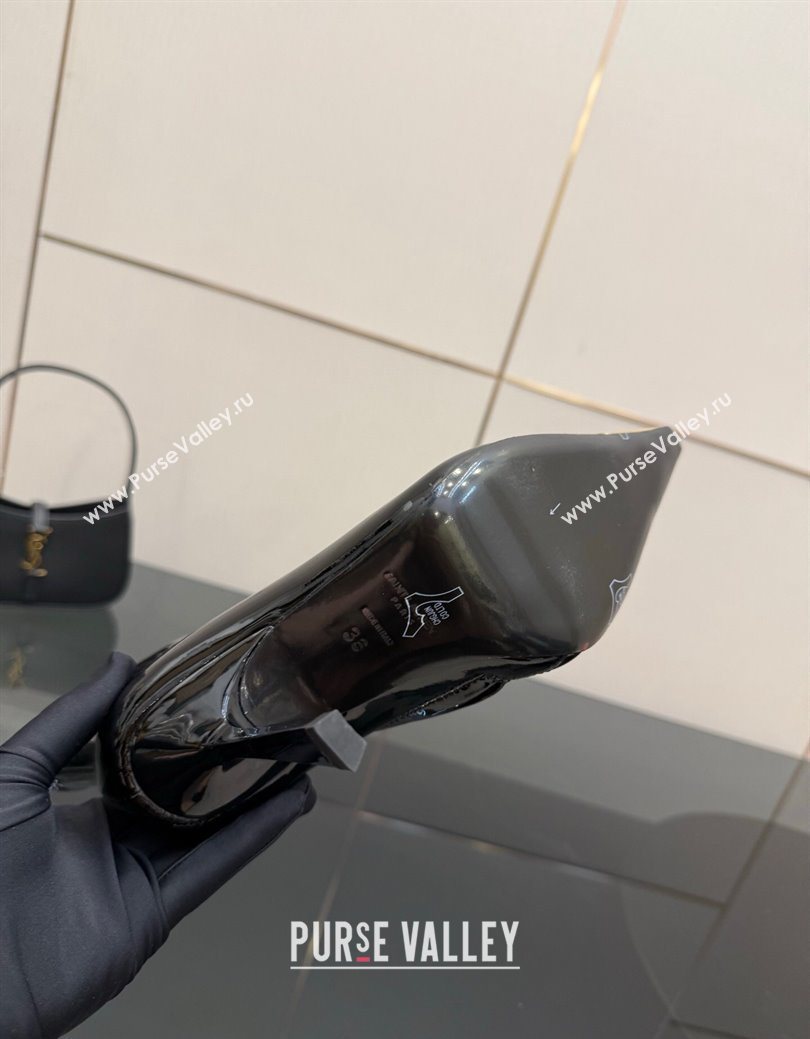 Saint Laurent Patent Leather Heel Ankle Boots 11cm with Metallic Point Black 2025 1028 (MD-251028123)