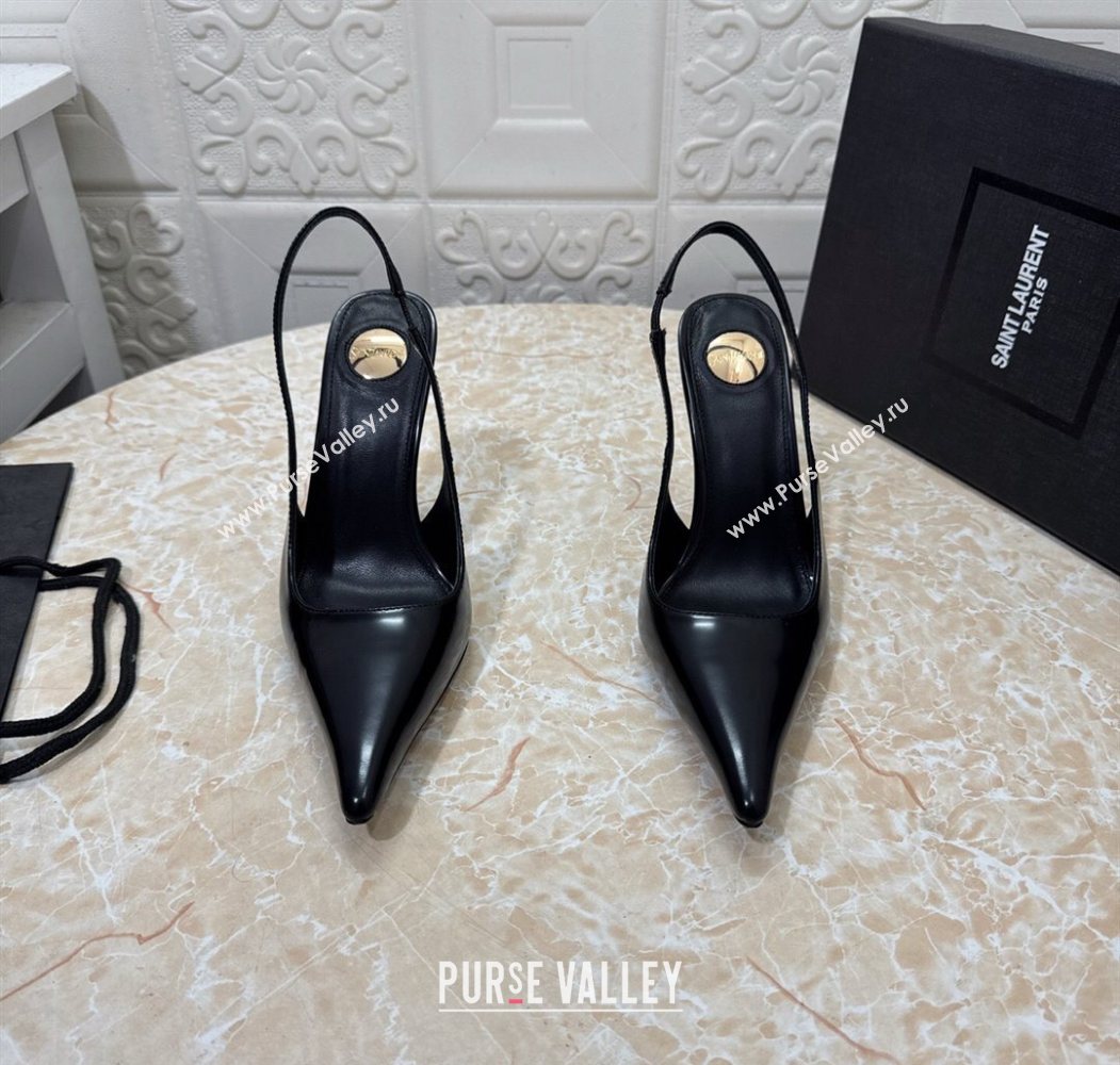 Saint Laurent Romy Slingback Pumps 10.5cm in Patent Leather Black 2025 1028 (MD-251028083)