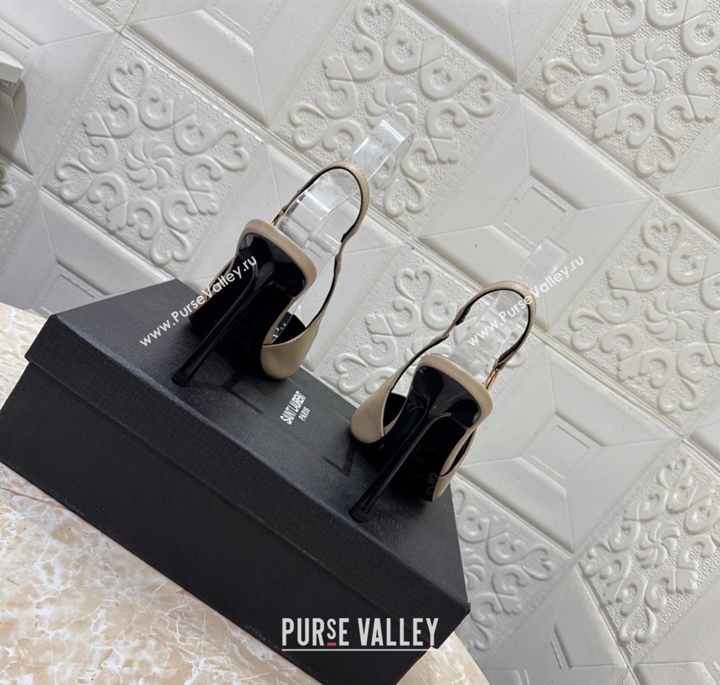 Saint Laurent Vendome Slingback Pumps 10.5cm in Calf Leather Beige 2025 1028 (MD-251028094)