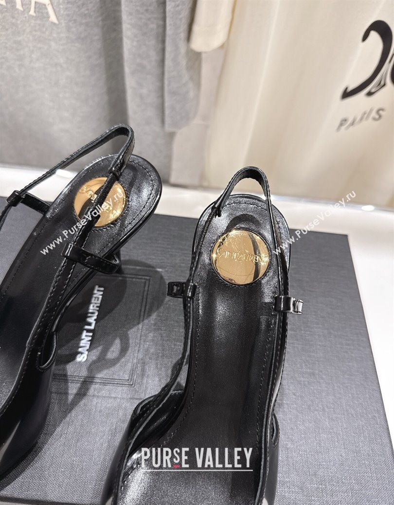 Saint Laurent Jeanne Slingback Pumps 7.5cm in Calf Leather Black/Silver 2025 1028 (MD-251028098)