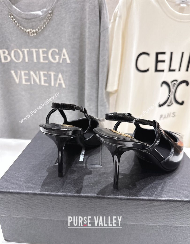 Saint Laurent Jeanne Slingback Pumps 7.5cm in Calf Leather Black/Silver 2025 1028 (MD-251028098)
