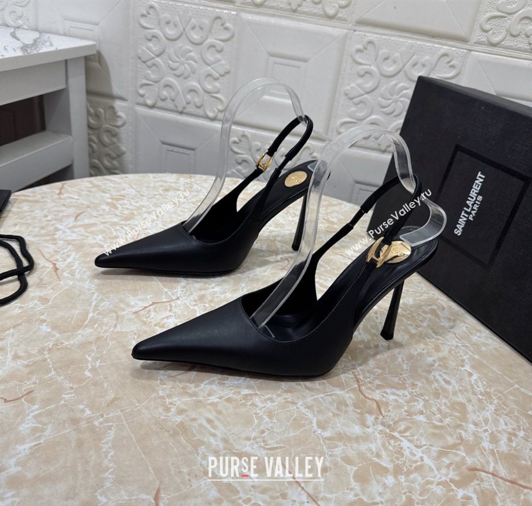 Saint Laurent Vendome Slingback Pumps 10.5cm in Calf Leather Black 2025 1028 (MD-251028097)