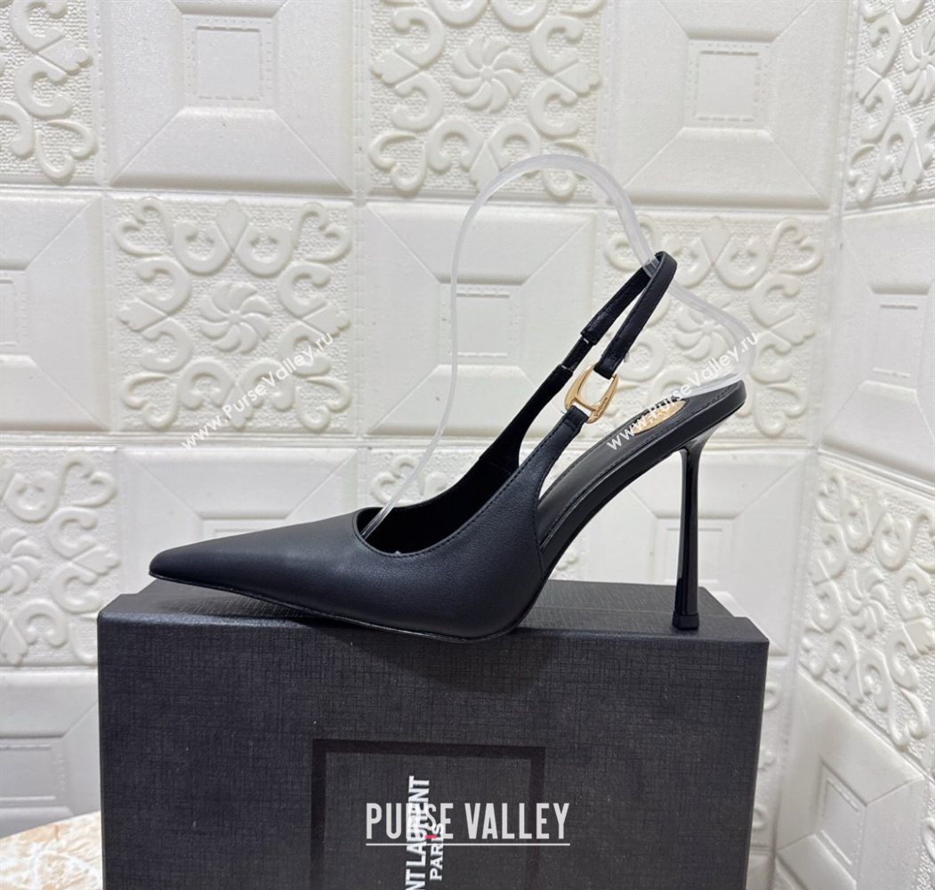 Saint Laurent Vendome Slingback Pumps 10.5cm in Calf Leather Black 2025 1028 (MD-251028097)