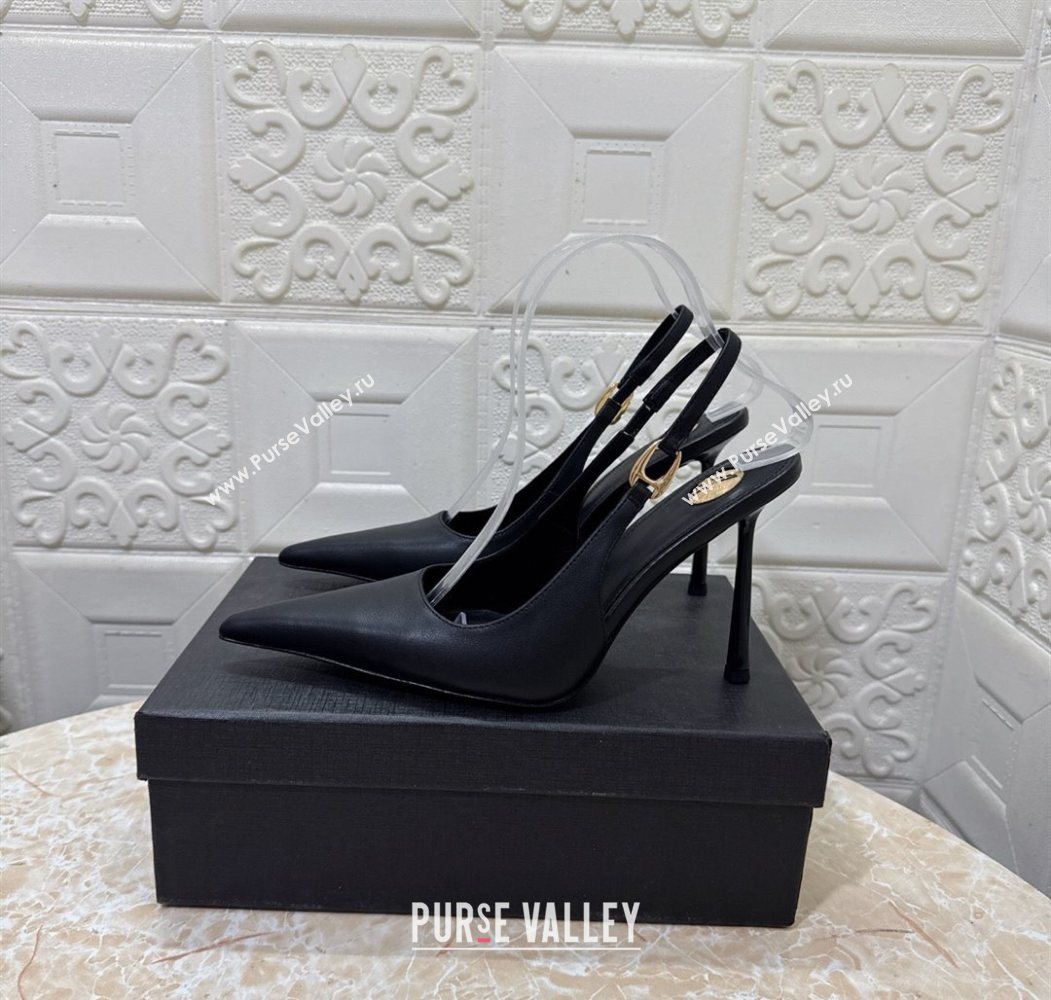 Saint Laurent Vendome Slingback Pumps 10.5cm in Calf Leather Black 2025 1028 (MD-251028097)