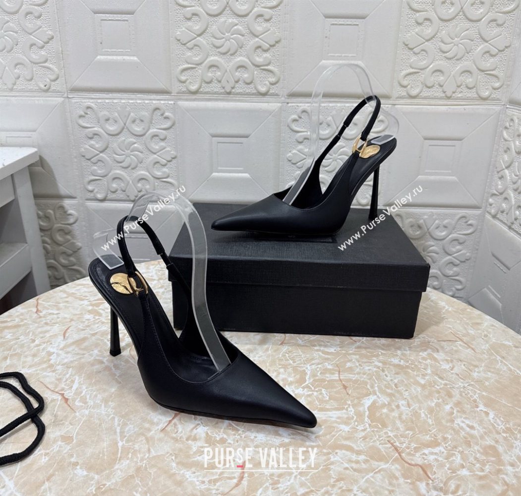 Saint Laurent Vendome Slingback Pumps 10.5cm in Calf Leather Black 2025 1028 (MD-251028097)