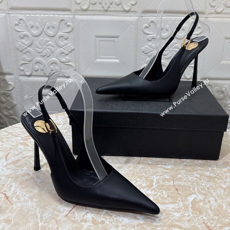 Saint Laurent Vendome Slingback Pumps 10.5cm in Calf Leather Black 2025 1028 (MD-251028097)