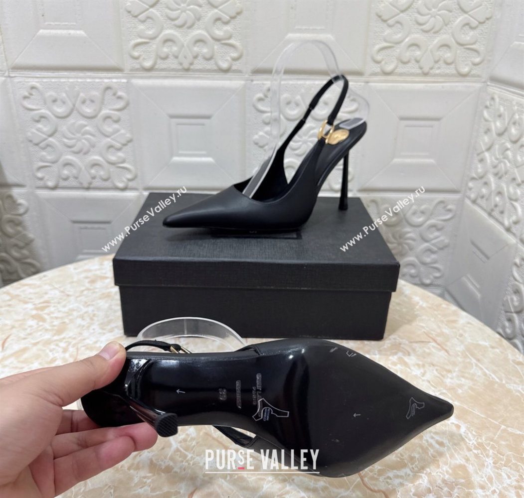 Saint Laurent Vendome Slingback Pumps 10.5cm in Calf Leather Black 2025 1028 (MD-251028097)