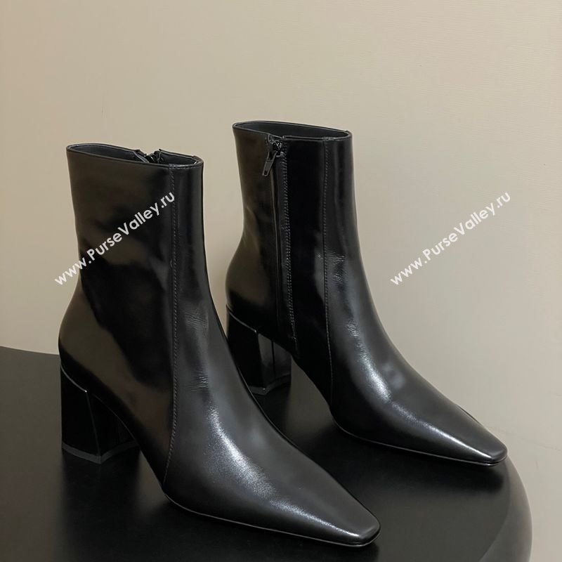 Saint Laurent Rainer Heel Ankle Boots 7.5cm in Shiny Leather Black 2025 (MD-251028105)