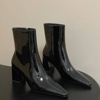 Saint Laurent Rainer Heel Ankle Boots 7.5cm in Patent Leather Black 2025 (MD-251028104)