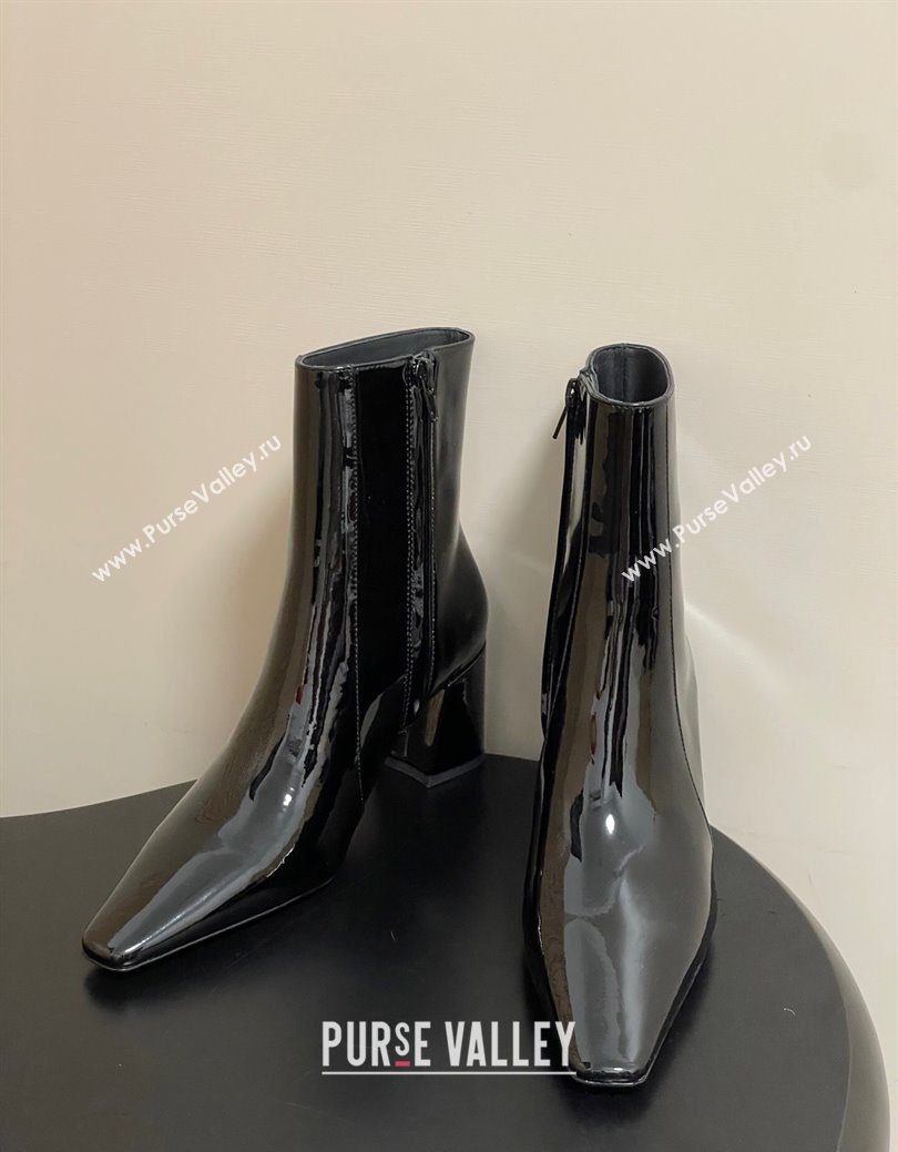 Saint Laurent Rainer Heel Ankle Boots 7.5cm in Patent Leather Black 2025 (MD-251028104)