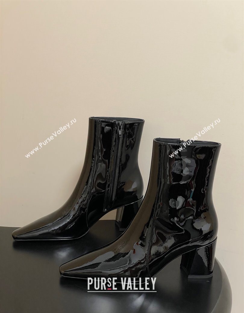 Saint Laurent Rainer Heel Ankle Boots 7.5cm in Patent Leather Black 2025 (MD-251028104)