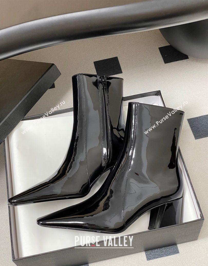 Saint Laurent Rainer Heel Ankle Boots 7.5cm in Patent Leather Black 2025 (MD-251028104)