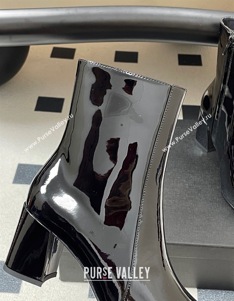Saint Laurent Rainer Heel Ankle Boots 7.5cm in Patent Leather Black 2025 (MD-251028104)