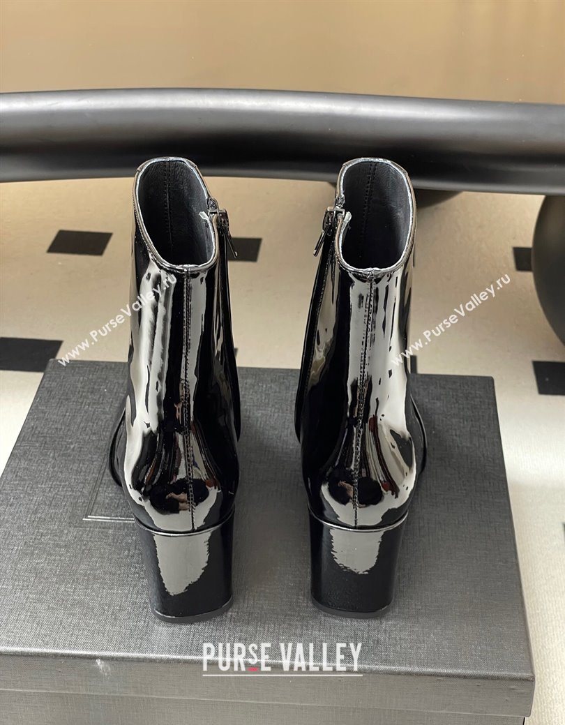 Saint Laurent Rainer Heel Ankle Boots 7.5cm in Patent Leather Black 2025 (MD-251028104)