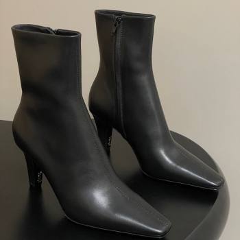 Saint Laurent Jill Heel Ankle Boots 7.5cm in Calf Leather Black 2025 1028 (MD-251028112)