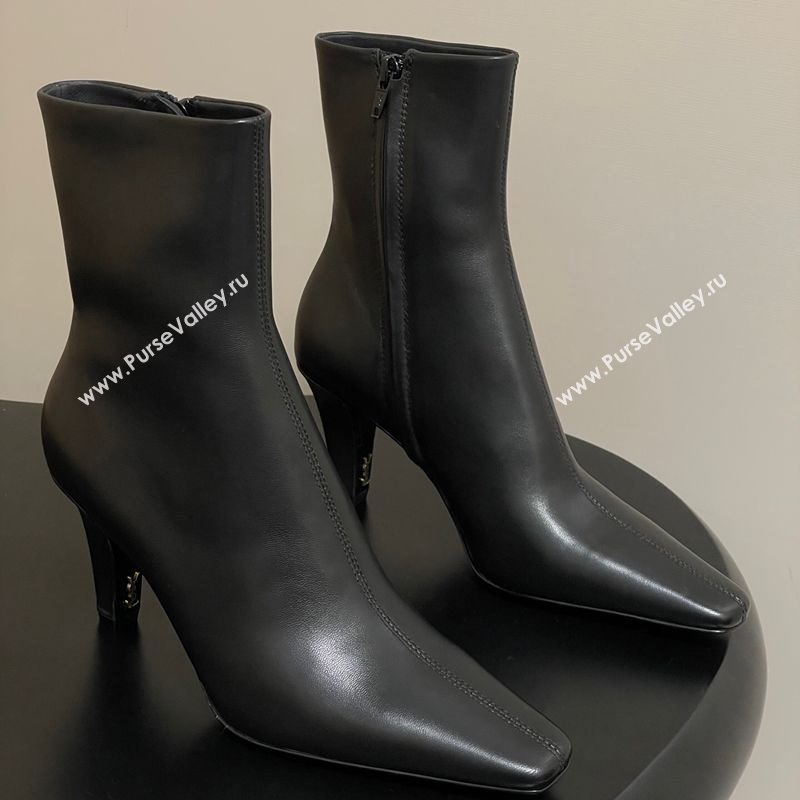 Saint Laurent Jill Heel Ankle Boots 7.5cm in Calf Leather Black 2025 1028 (MD-251028112)
