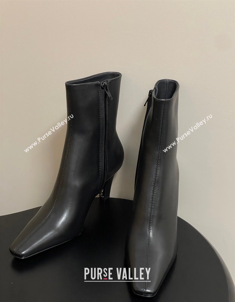 Saint Laurent Jill Heel Ankle Boots 7.5cm in Calf Leather Black 2025 1028 (MD-251028112)