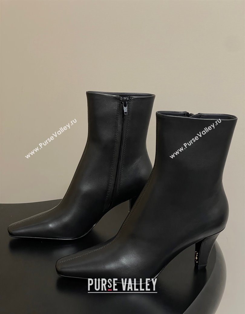 Saint Laurent Jill Heel Ankle Boots 7.5cm in Calf Leather Black 2025 1028 (MD-251028112)