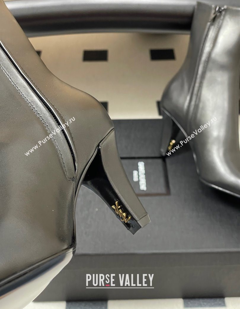 Saint Laurent Jill Heel Ankle Boots 7.5cm in Calf Leather Black 2025 1028 (MD-251028112)