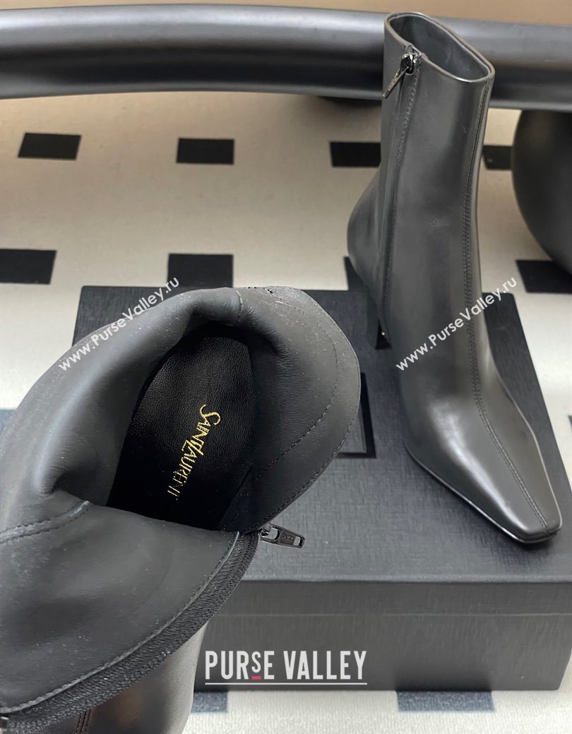 Saint Laurent Jill Heel Ankle Boots 7.5cm in Calf Leather Black 2025 1028 (MD-251028112)