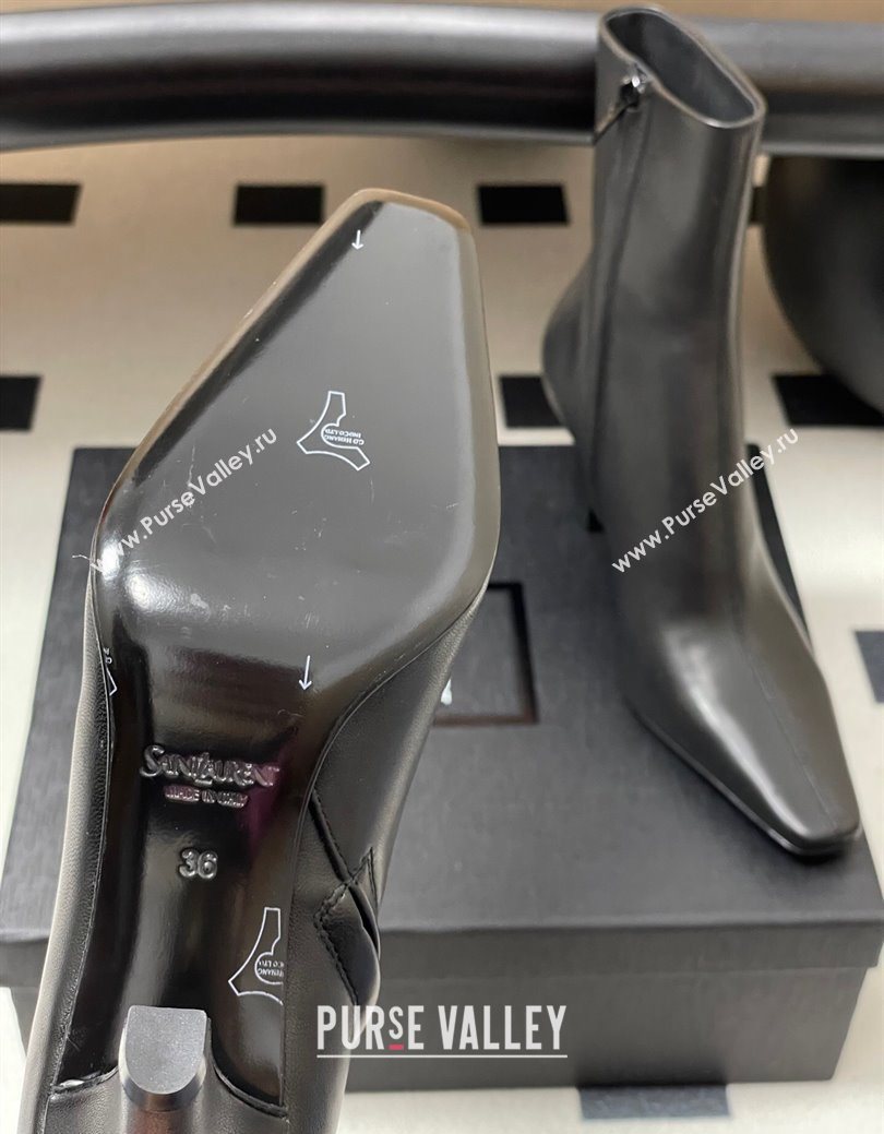 Saint Laurent Jill Heel Ankle Boots 7.5cm in Calf Leather Black 2025 1028 (MD-251028112)
