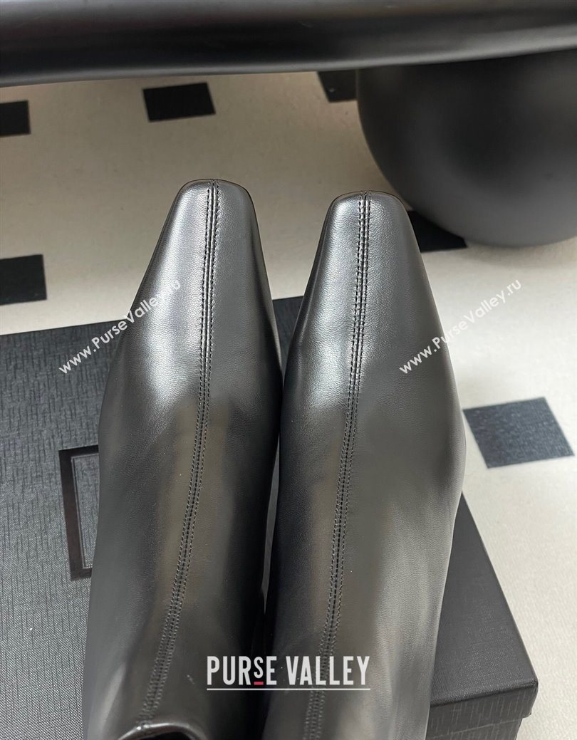 Saint Laurent Jill Heel Ankle Boots 7.5cm in Calf Leather Black 2025 1028 (MD-251028112)