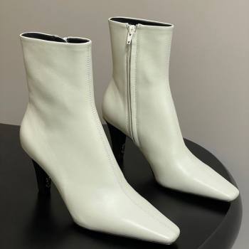 Saint Laurent Jill Heel Ankle Boots 7.5cm in Calf Leather White 2025 1028 (MD-251028113)