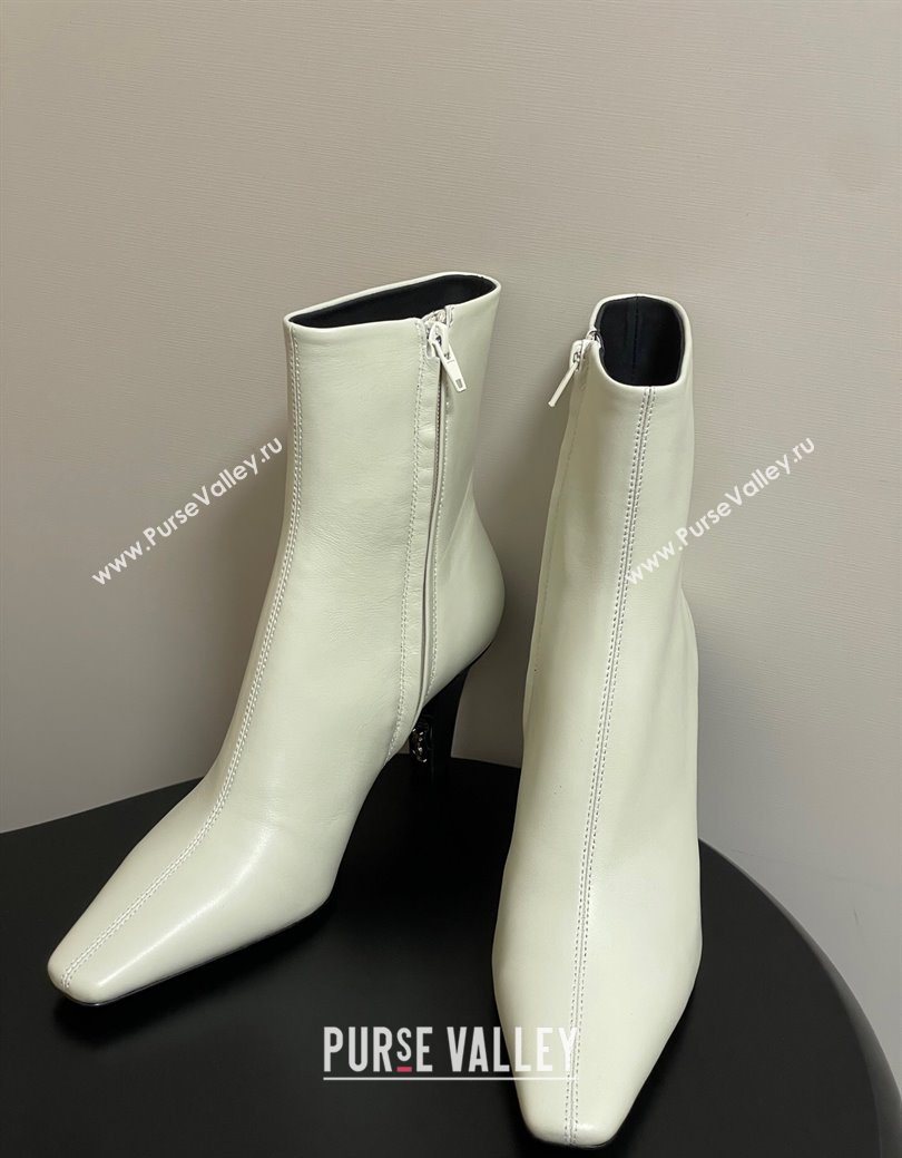 Saint Laurent Jill Heel Ankle Boots 7.5cm in Calf Leather White 2025 1028 (MD-251028113)