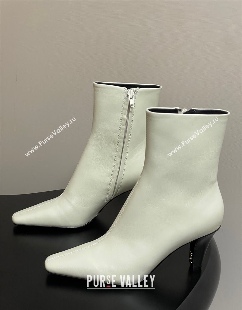 Saint Laurent Jill Heel Ankle Boots 7.5cm in Calf Leather White 2025 1028 (MD-251028113)
