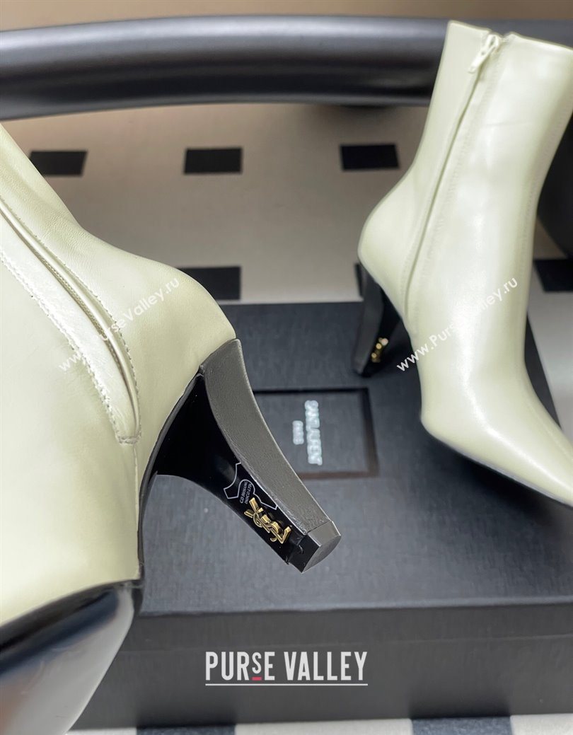 Saint Laurent Jill Heel Ankle Boots 7.5cm in Calf Leather White 2025 1028 (MD-251028113)