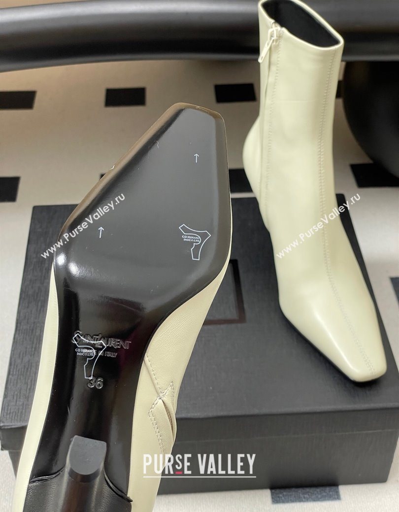 Saint Laurent Jill Heel Ankle Boots 7.5cm in Calf Leather White 2025 1028 (MD-251028113)