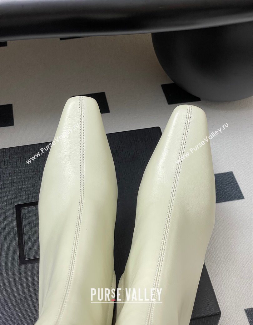 Saint Laurent Jill Heel Ankle Boots 7.5cm in Calf Leather White 2025 1028 (MD-251028113)