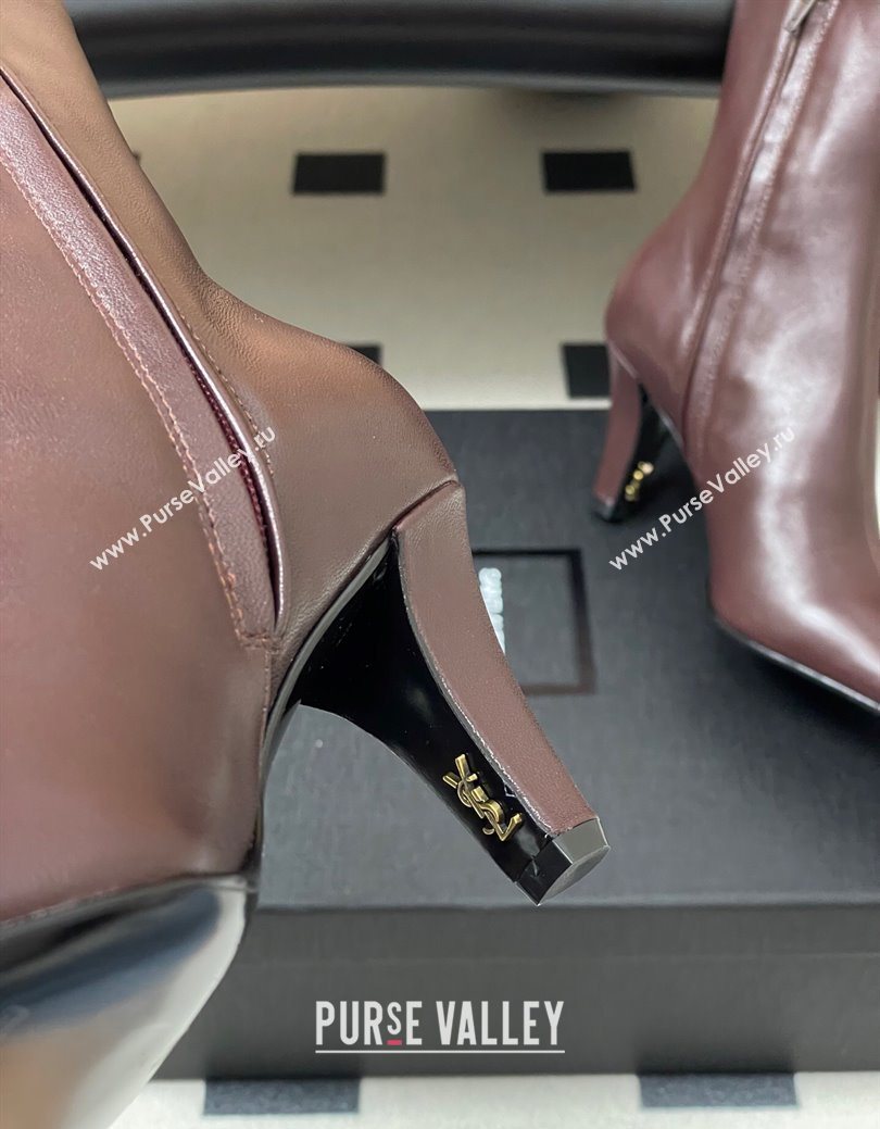 Saint Laurent Jill Heel Ankle Boots 7.5cm in Calf Leather Dark Brown 2025 1028 (MD-251028114)