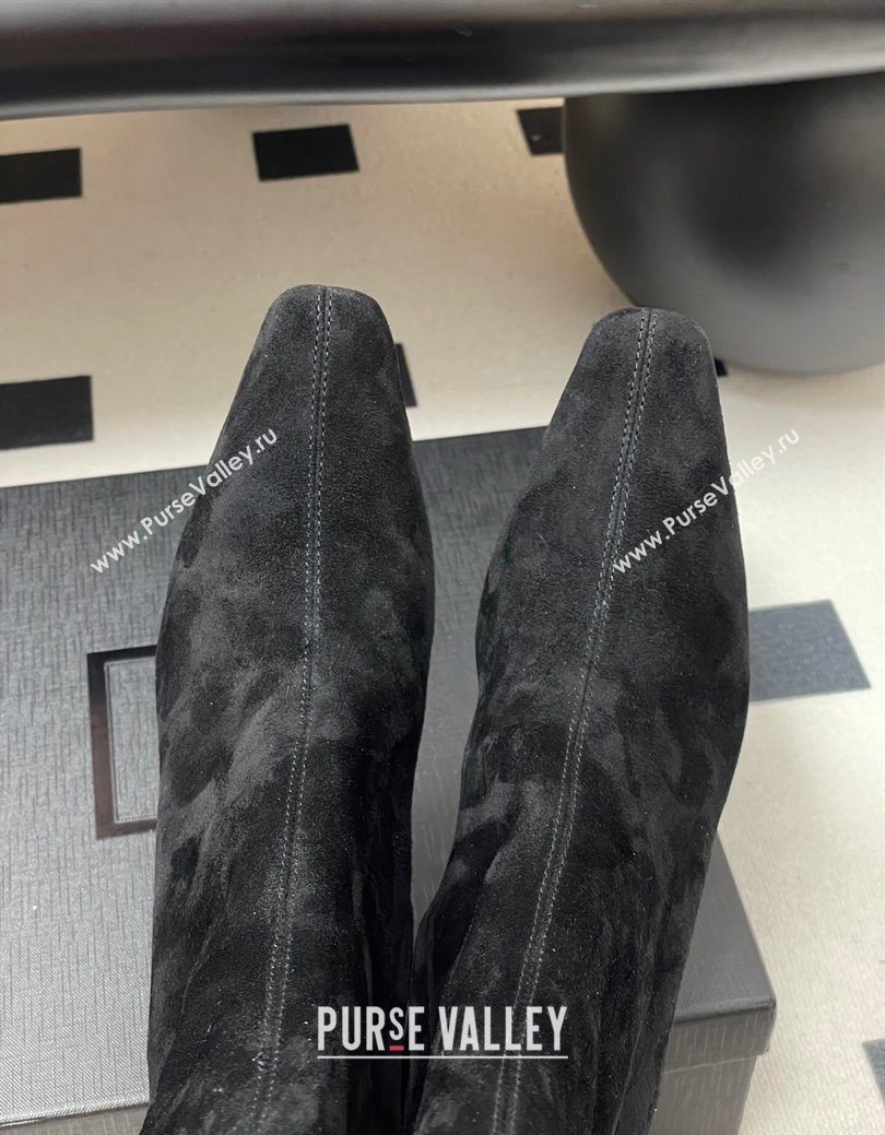 Saint Laurent Jill Heel Ankle Boots 7.5cm in Suede Black 2025 1028 (MD-251028115)