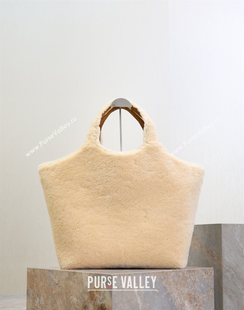 Saint Laurent Icare Maxi Shopping Bag in Shearling 698651 Cream White 2025 (YY-251120020)