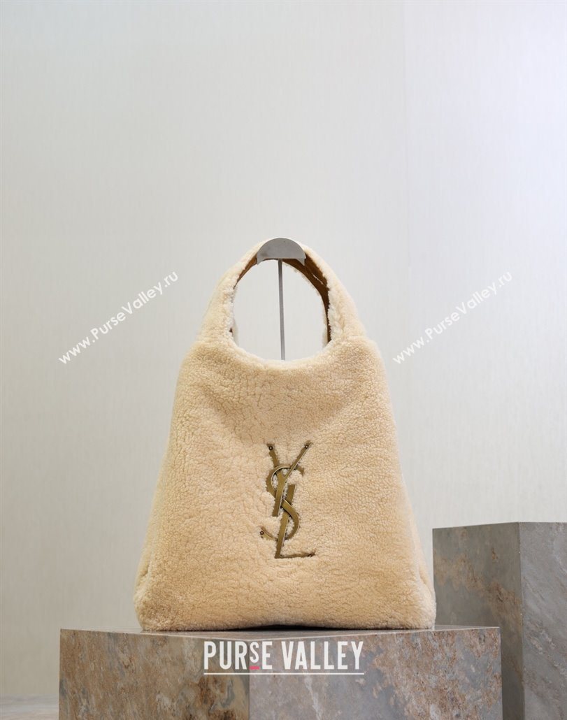 Saint Laurent Icare Maxi Shopping Bag in Shearling 698651 Cream White 2025 (YY-251120020)