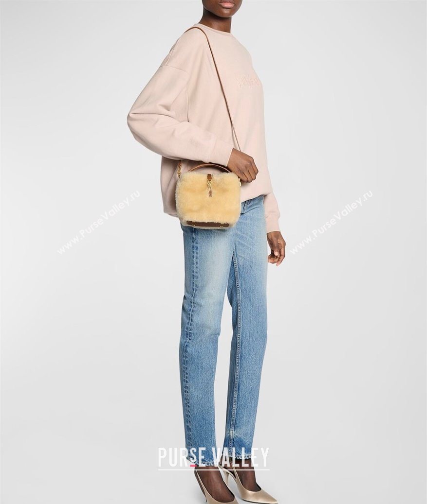 Saint Laurent LE 37 Mini Bucket Bag in Shearling Cream White 765870 2025 (YY-251120021)