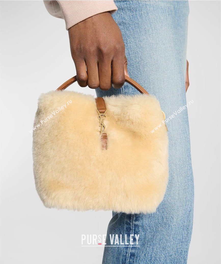 Saint Laurent LE 37 Mini Bucket Bag in Shearling Cream White 765870 2025 (YY-251120021)