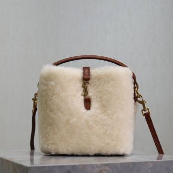 Saint Laurent LE 37 Mini Bucket Bag in Shearling Cream White 765870 2025 (YY-251120021)