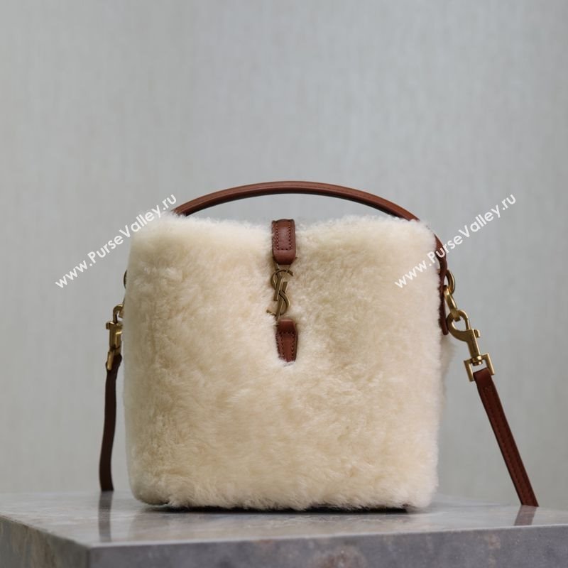 Saint Laurent LE 37 Mini Bucket Bag in Shearling Cream White 765870 2025 (YY-251120021)
