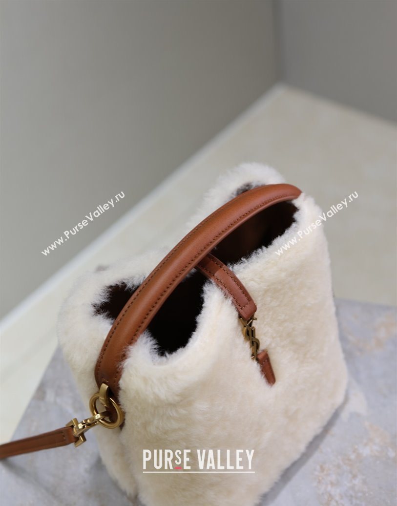 Saint Laurent LE 37 Mini Bucket Bag in Shearling Cream White 765870 2025 (YY-251120021)